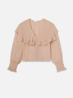 FRAME Sheer Ruffle Blouse in Light Petal<Women Tops & Blouses