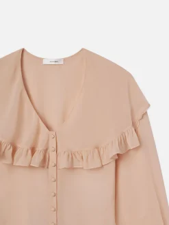 FRAME Sheer Ruffle Blouse in Light Petal<Women Tops & Blouses