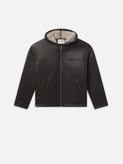 FRAME Sherpa Hoodie in Dark Brown< Leather & Suede|Jackets & Coats