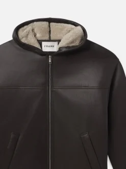 FRAME Sherpa Hoodie in Dark Brown< Leather & Suede|Jackets & Coats