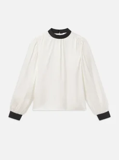 FRAME Shirred Mock Neck Blouse in<Women Tops & Blouses