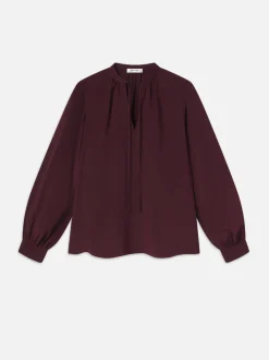 FRAME Shirred Tie Front Blouse in<Women Tops & Blouses