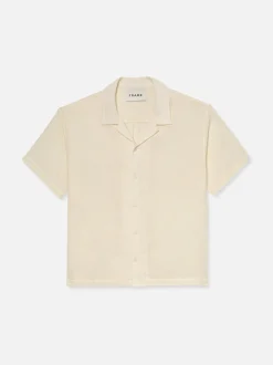 FRAME Short Sleeve Camp Collar Shirt in Off White< Shirts