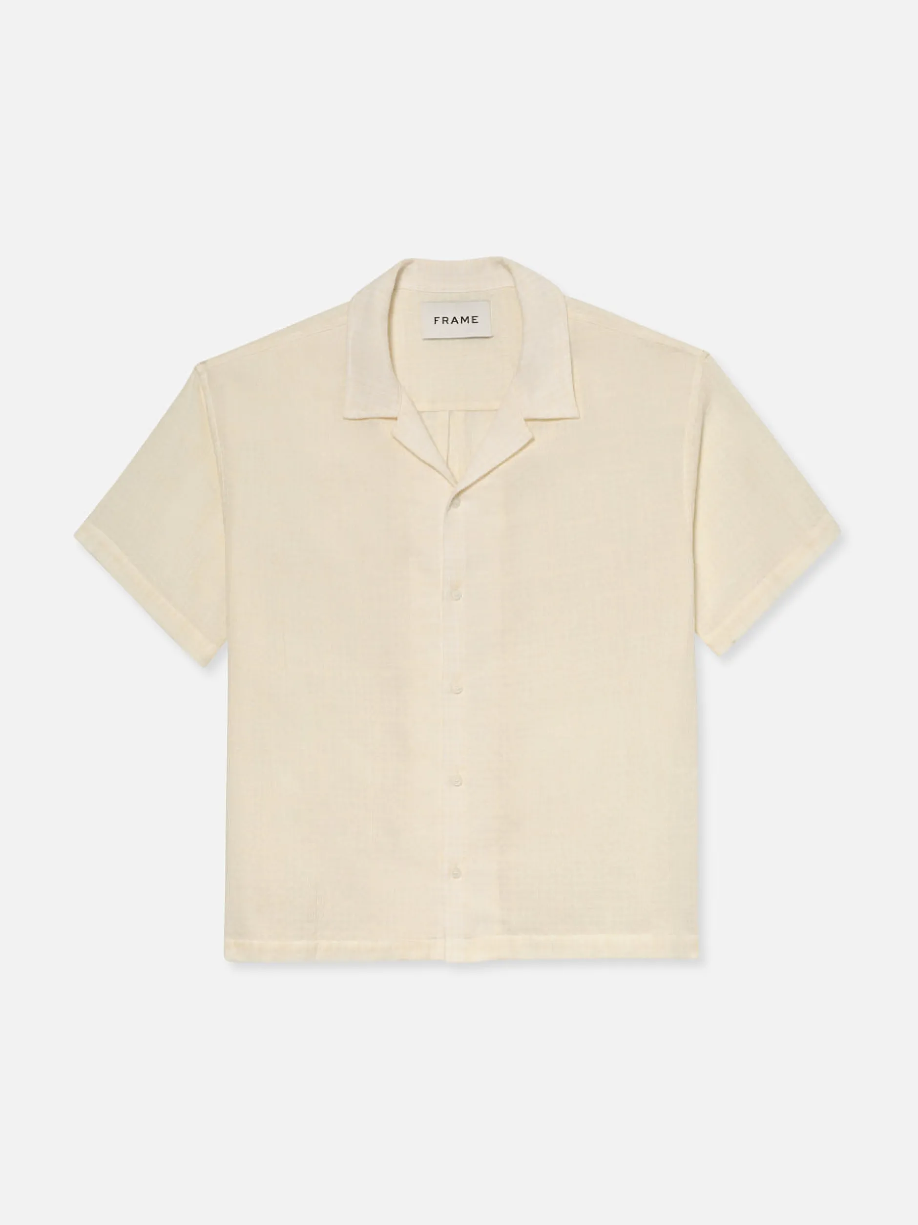 FRAME Short Sleeve Camp Collar Shirt in Off White< Shirts