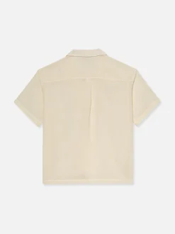 FRAME Short Sleeve Camp Collar Shirt in Off White< Shirts