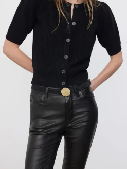 FRAME Shrunken Short Sleeve Cardi in<Women Sweaters