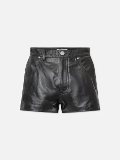 FRAME Side Slit Leather Short in<Women Leather & Suede|Skirts & Shorts