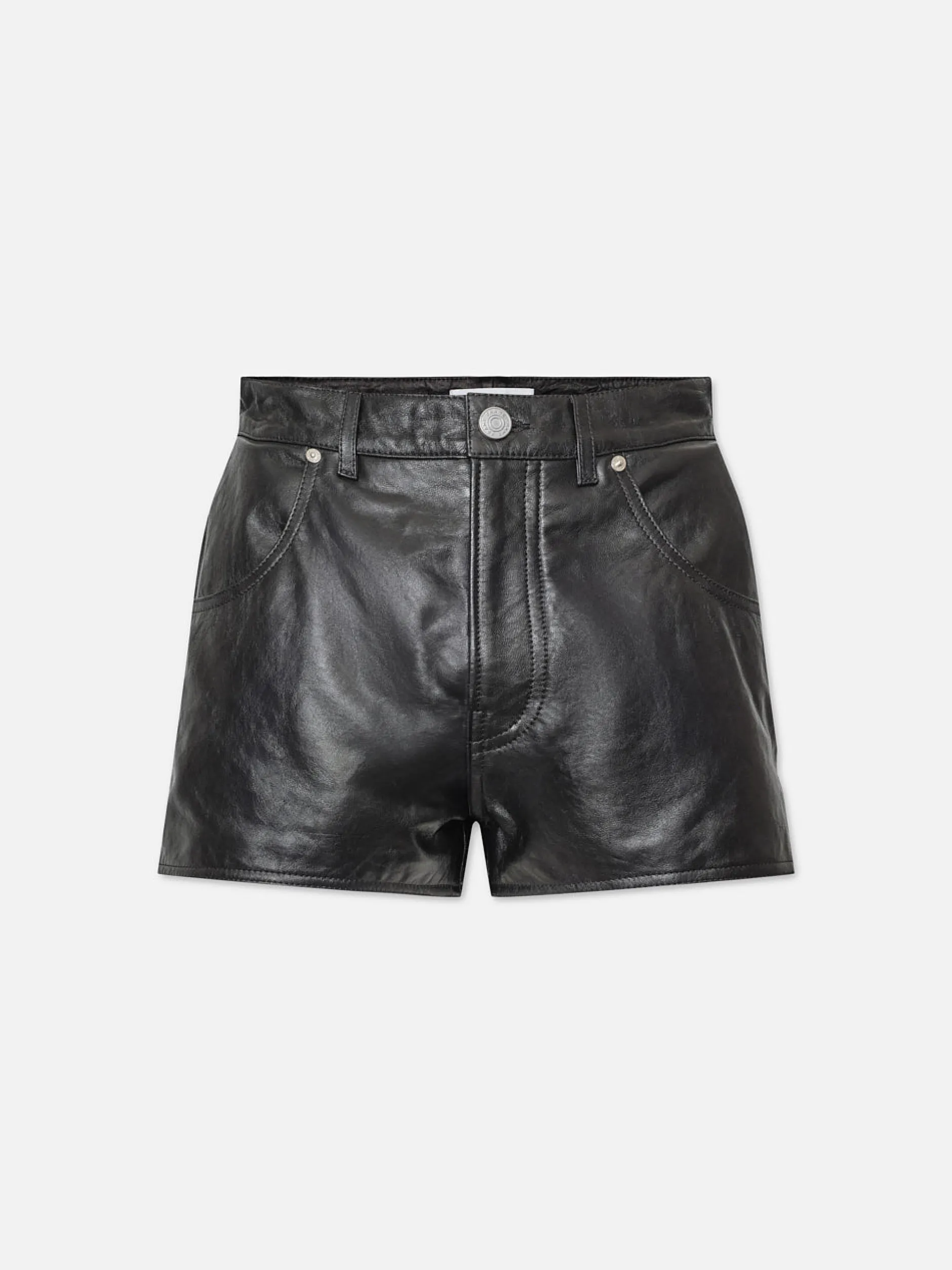 FRAME Side Slit Leather Short in<Women Leather & Suede|Skirts & Shorts