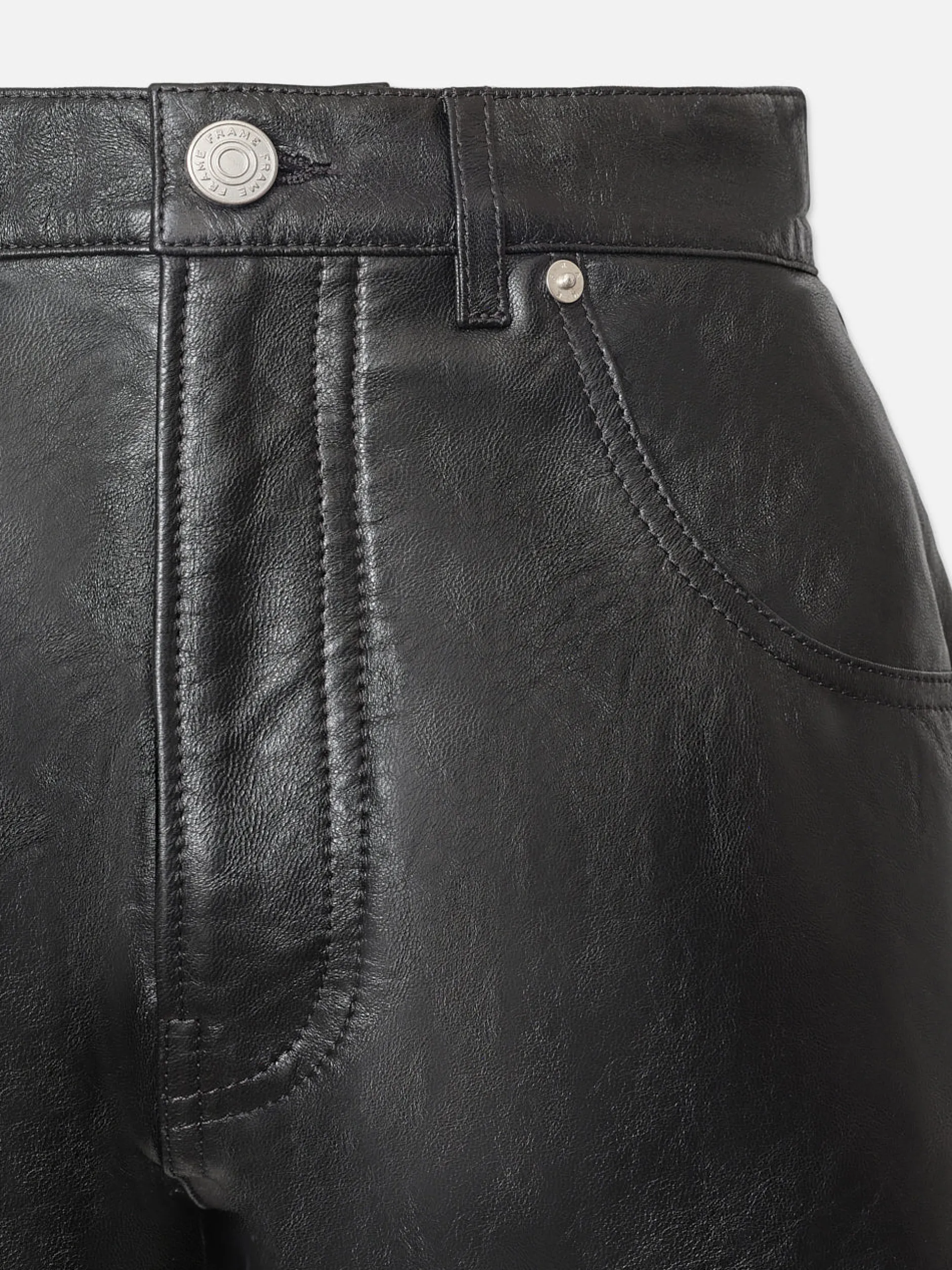 FRAME Side Slit Leather Short in<Women Leather & Suede|Skirts & Shorts