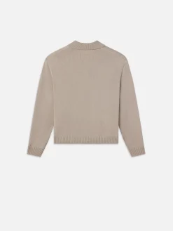 FRAME Silk Blend Polo Sweater in Grey Beige< Sweaters & Hoodies