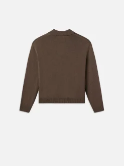 FRAME Silk Blend Polo Sweater in Soft Mocha< Sweaters & Hoodies