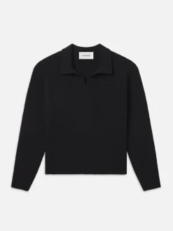 FRAME Silk Blend Polo Sweater in< Sweaters & Hoodies|Tees & Polos
