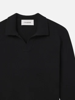 FRAME Silk Blend Polo Sweater in< Sweaters & Hoodies|Tees & Polos