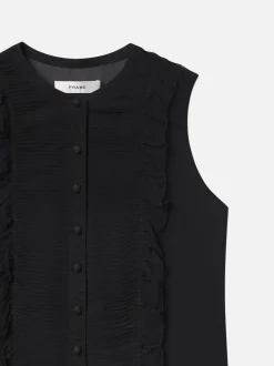 FRAME Sleeveless Ruffle Trim Blouse in<Women Tops & Blouses