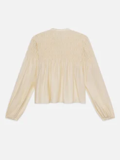 FRAME Smocked Collarless Blouse in<Women Tops & Blouses
