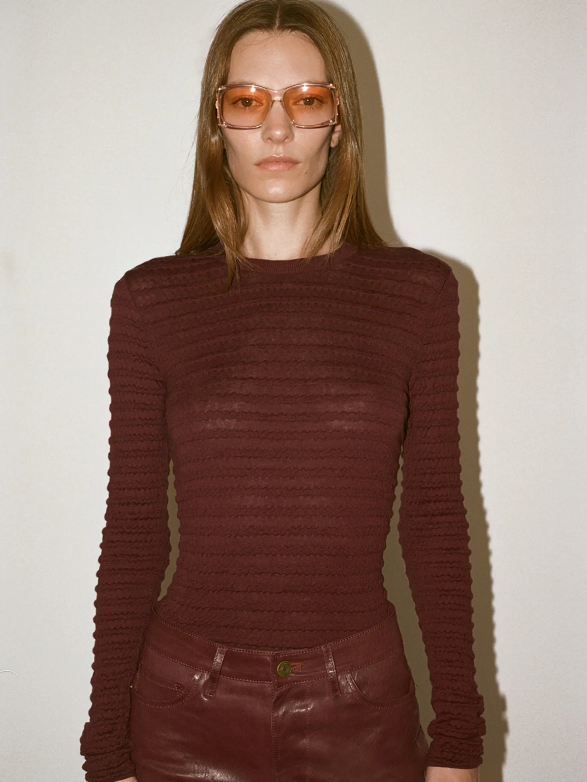 FRAME Smocked Long Sleeve Crewneck in<Women Tops & Blouses|Sweaters