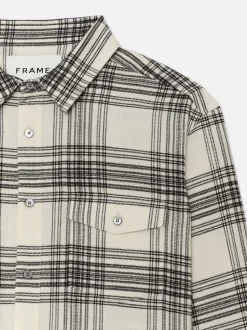 FRAME Spring Plaid Shirt in White Canvas/Black Plaid< Shirts