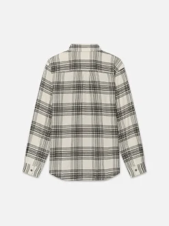 FRAME Spring Plaid Shirt in White Canvas/Black Plaid< Shirts