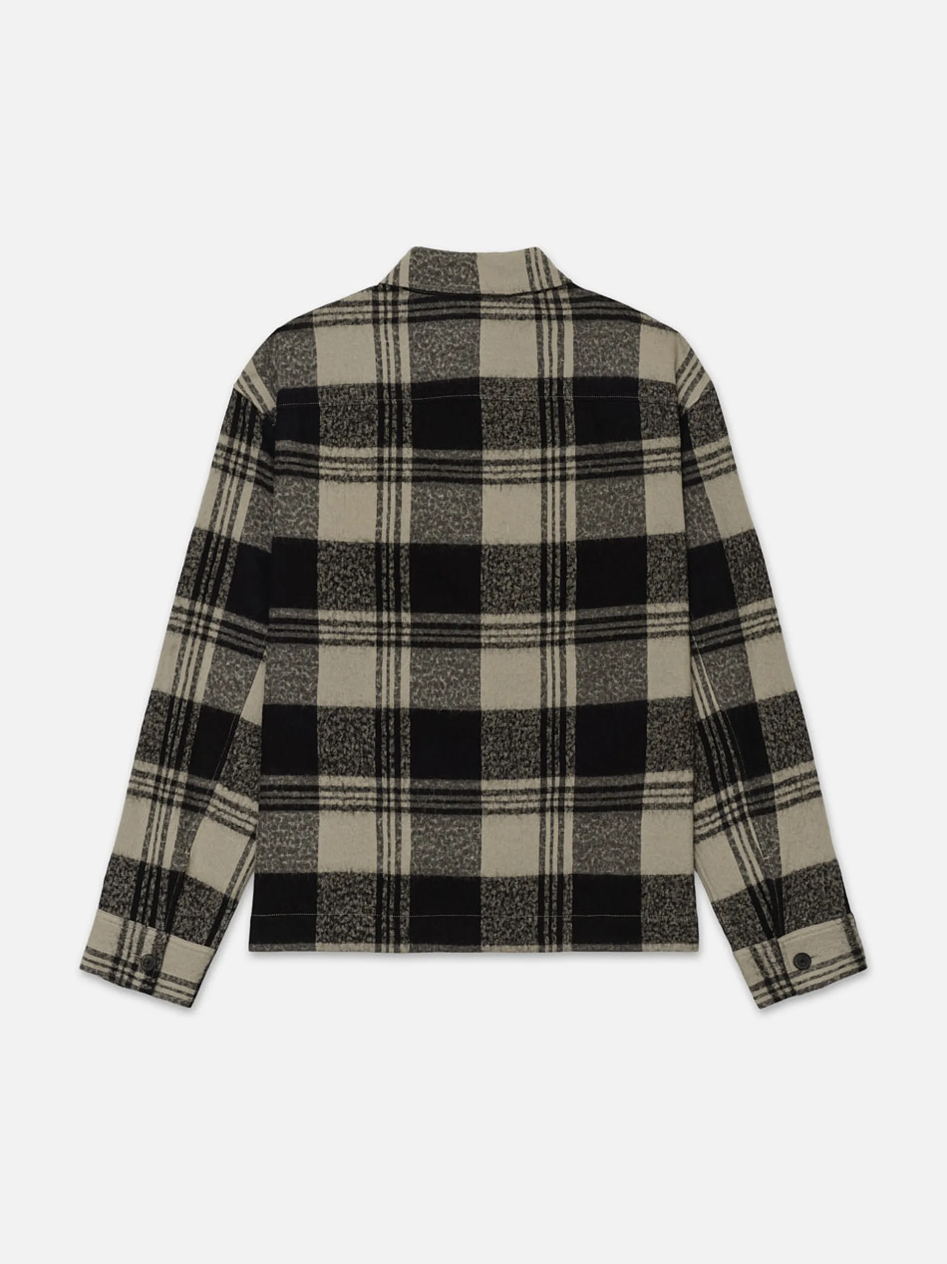 FRAME Spring Plaid Zip Shirt Jacket in Smoke Beige/Noir< Jackets & Coats
