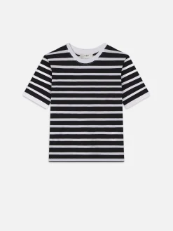 FRAME Striped Baby Tee in Black Multi<Women Tanks & Tees