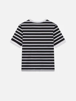 FRAME Striped Baby Tee in Black Multi<Women Tanks & Tees