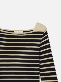 FRAME Striped Boatneck Sweater in Black Multi<Women Sweaters