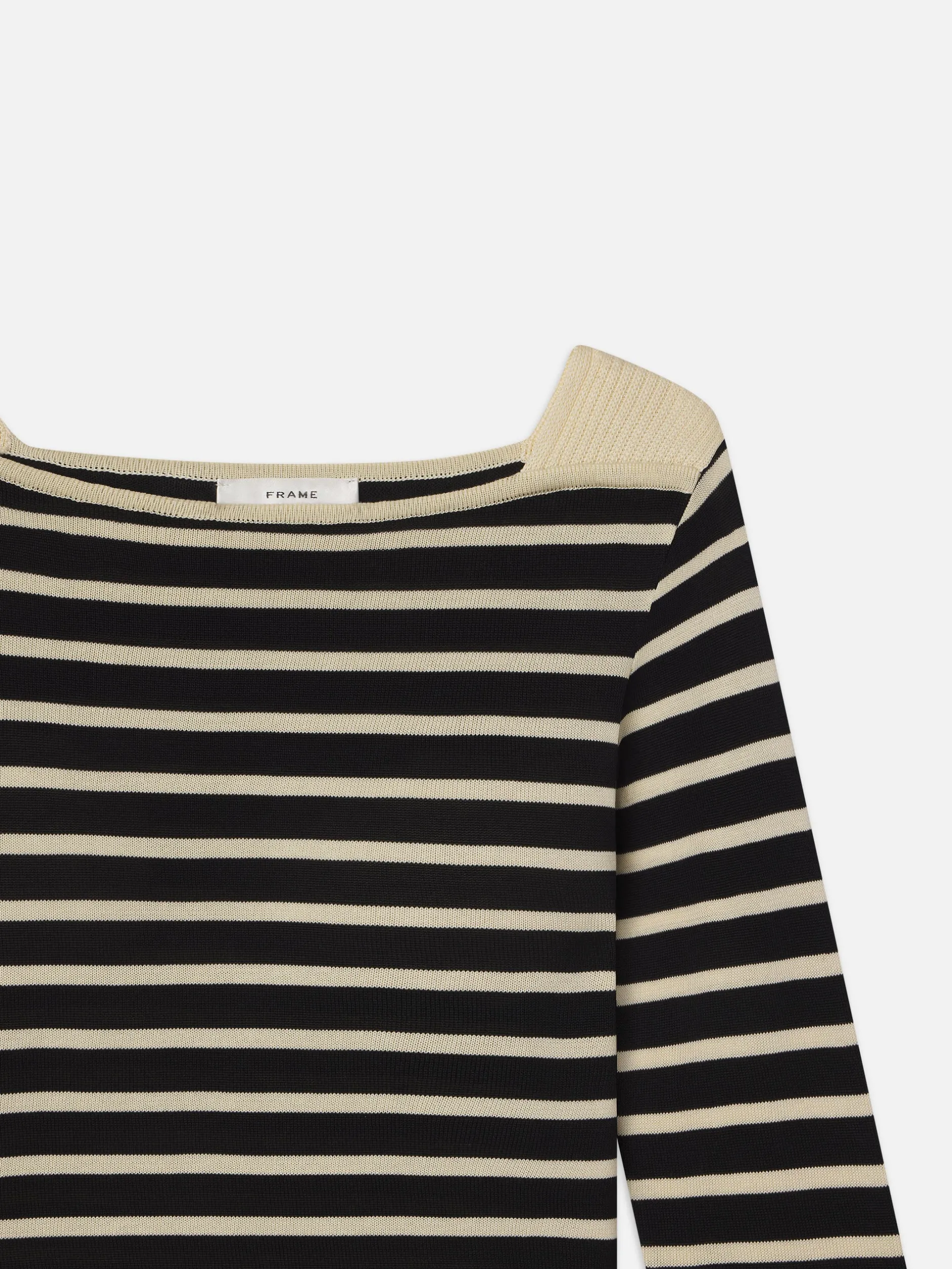 FRAME Striped Boatneck Sweater in Black Multi<Women Sweaters