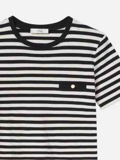 FRAME Striped Pocket Tee in Black Multi<Women Tanks & Tees
