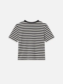 FRAME Striped Pocket Tee in Black Multi<Women Tanks & Tees