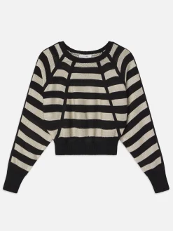 FRAME Striped Raglan Sweater in Black Multi<Women Sweaters