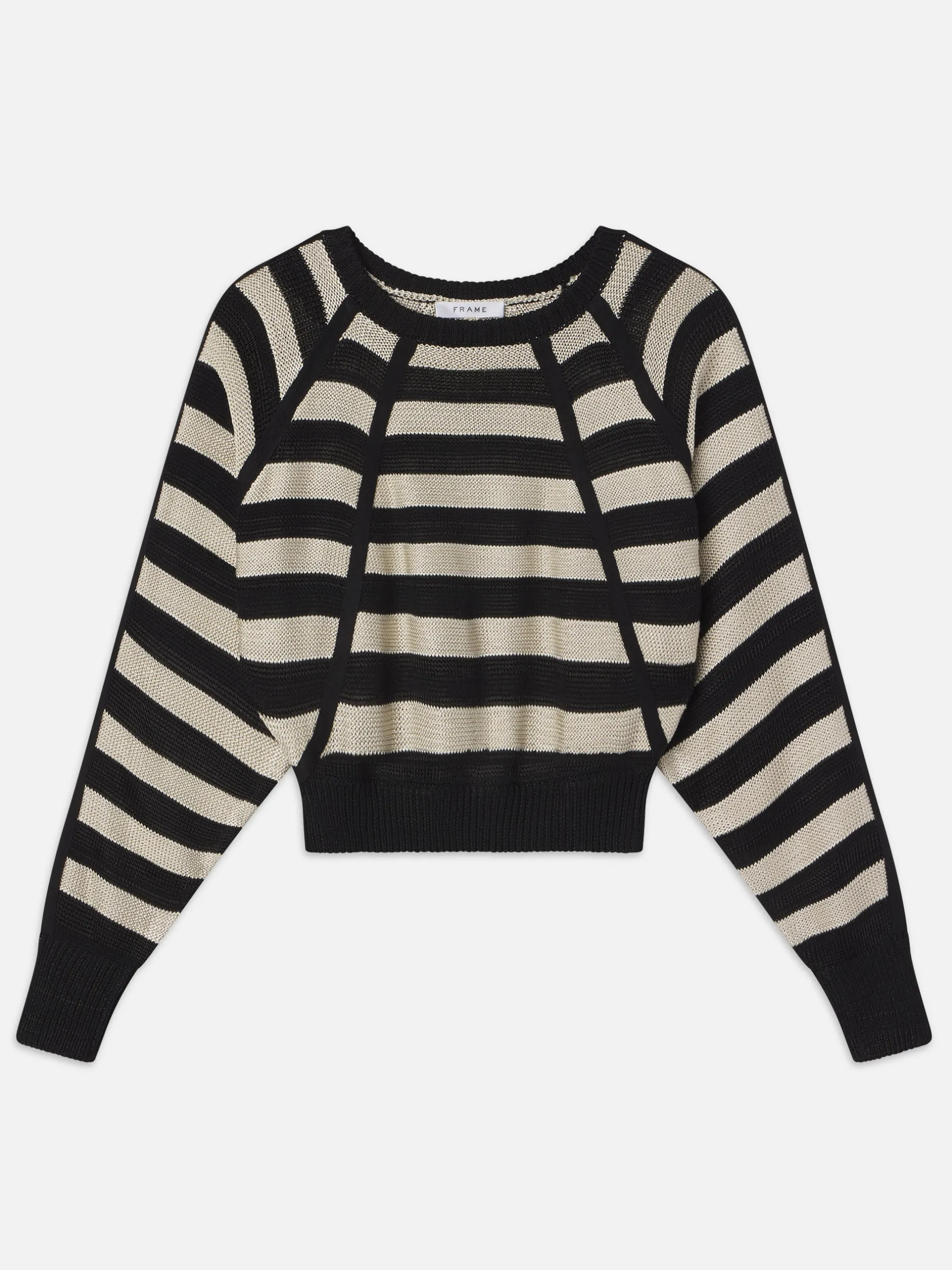 FRAME Striped Raglan Sweater in Black Multi<Women Sweaters