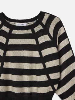 FRAME Striped Raglan Sweater in Black Multi<Women Sweaters