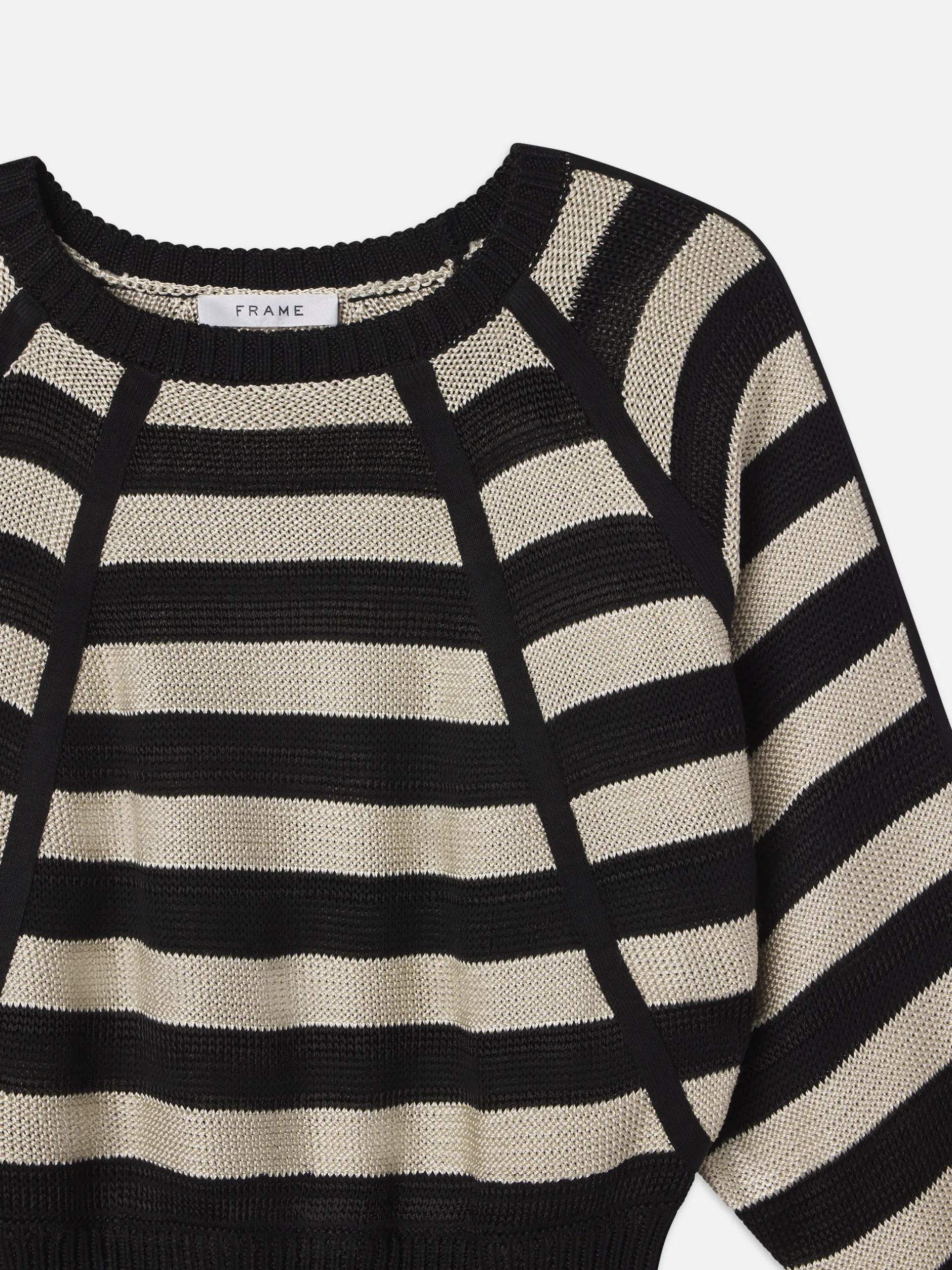 FRAME Striped Raglan Sweater in Black Multi<Women Sweaters