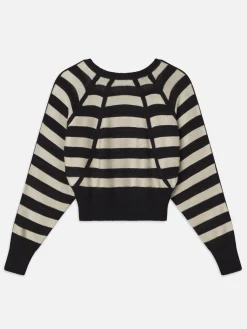 FRAME Striped Raglan Sweater in Black Multi<Women Sweaters
