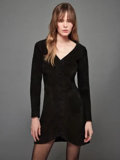FRAME Suede Button Front Mini Dress in<Women Leather & Suede|Dresses & Jumpsuits