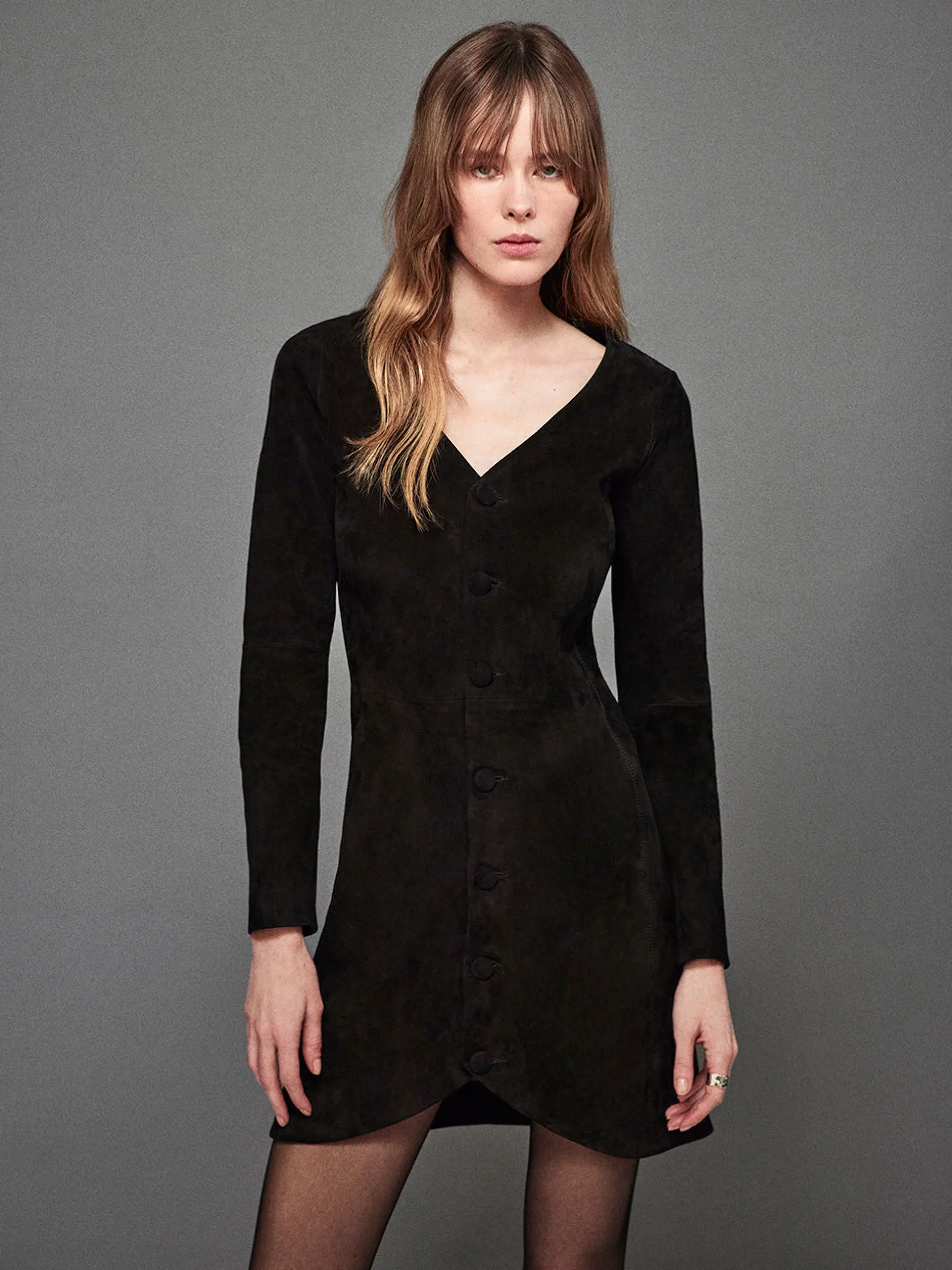 FRAME Suede Button Front Mini Dress in<Women Leather & Suede|Dresses & Jumpsuits