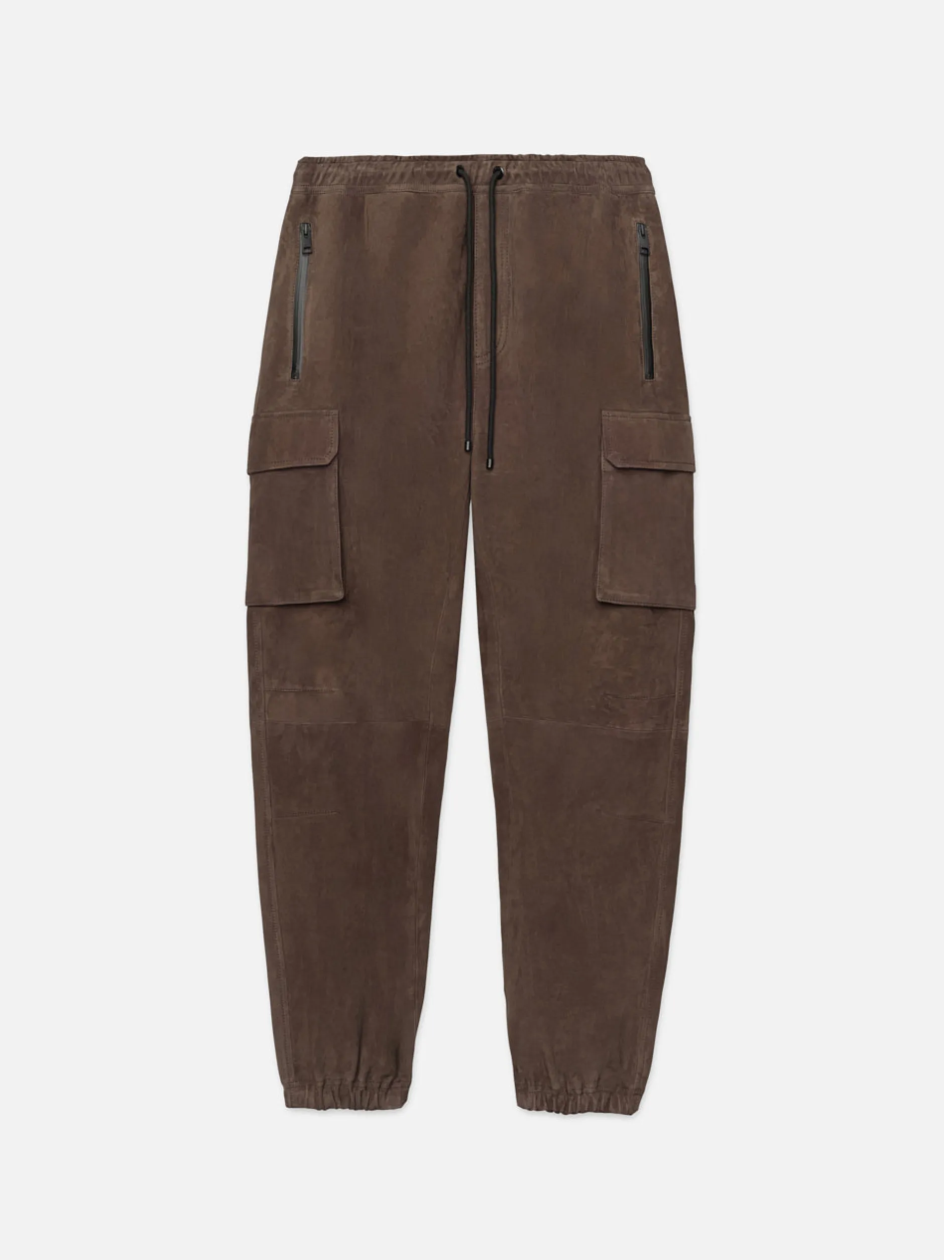 FRAME Suede Cargo Jogger in Dark Wood< Leather & Suede|Pants & Shorts