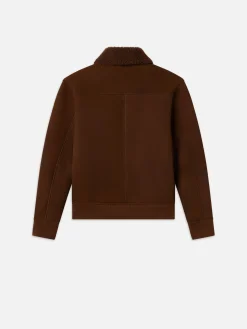 FRAME Suede Shearling Bomber in Dark Camel< Leather & Suede|Jackets & Coats