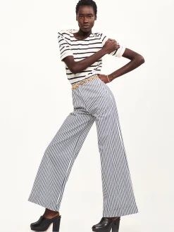 FRAME Tailored Trouser in Seaport Stripe<Women Wide Leg
