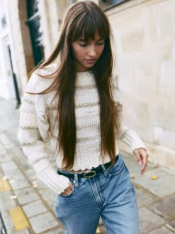 FRAME Textured Stripe Sweater in Cream Multi<Women Sweaters