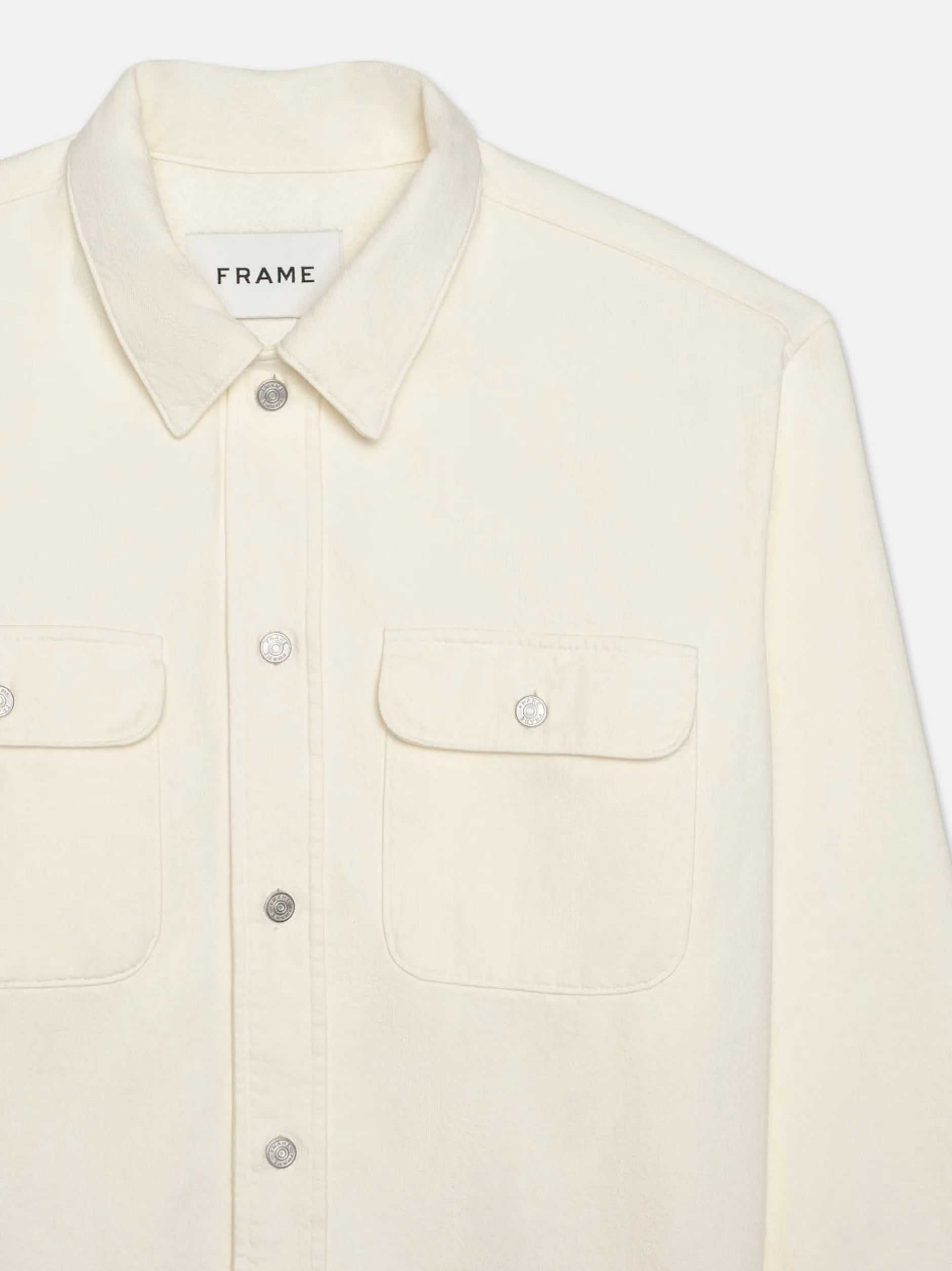 FRAME Textured Terry Overshirt in Off White< Jackets & Coats|Shirts