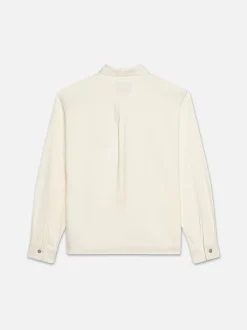 FRAME Textured Terry Overshirt in Off White< Jackets & Coats|Shirts