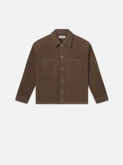 FRAME Textured Terry Relaxed Shirt in Soft Mocha< Jackets & Coats|Shirts