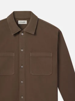 FRAME Textured Terry Relaxed Shirt in Soft Mocha< Jackets & Coats|Shirts