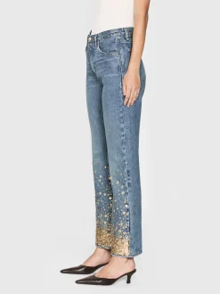 FRAME The Atelier Champagne Jean in Gold Embellished<Women Straight
