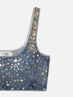 FRAME The Atelier Champagne Top in Gold Embellished<Women Tops & Blouses