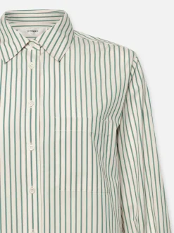 FRAME The Borrowed Pocket Shirt in Green Gem Multi<Women Tops & Blouses