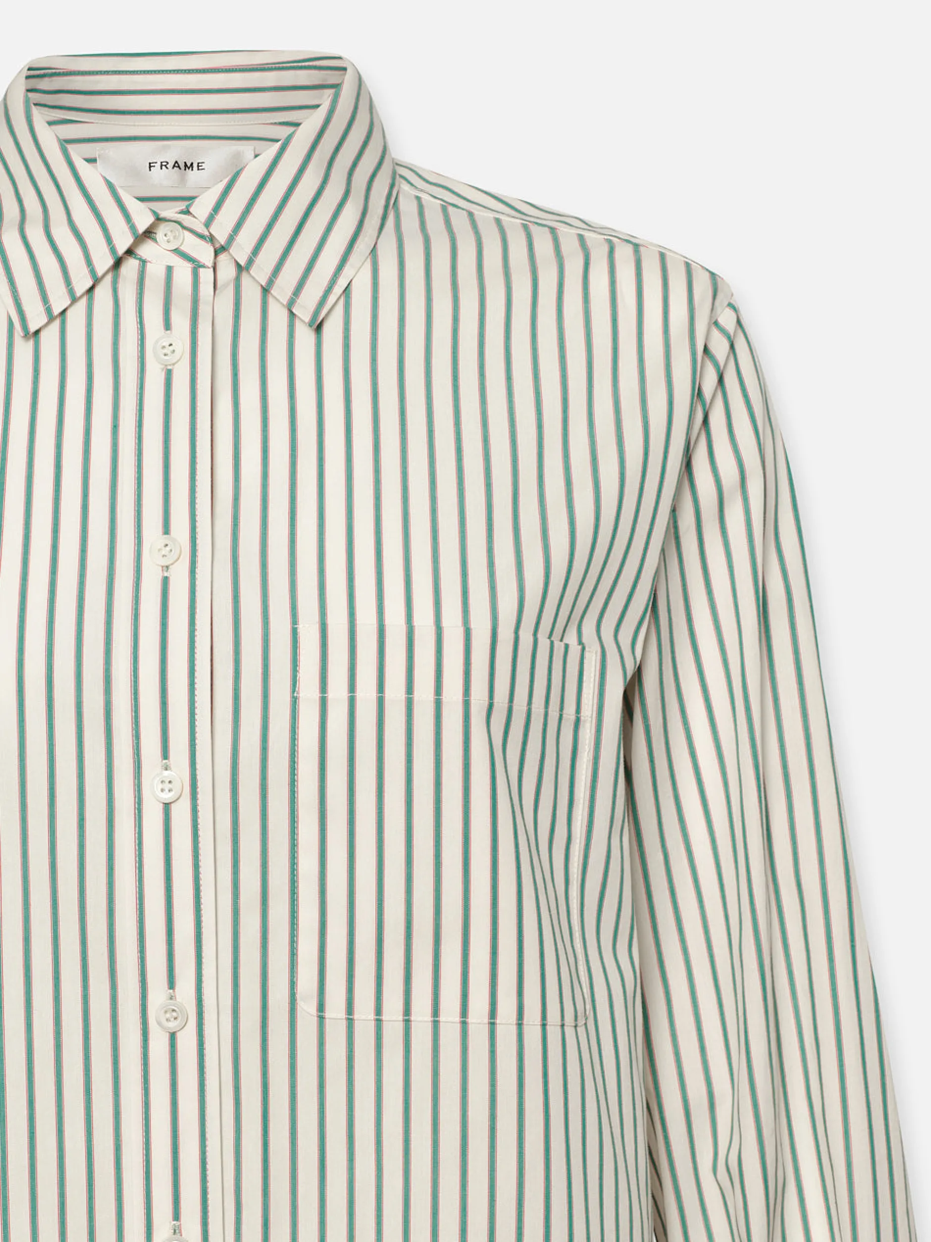 FRAME The Borrowed Pocket Shirt in Green Gem Multi<Women Tops & Blouses