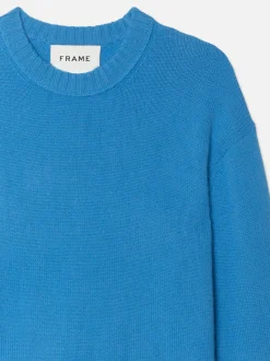 FRAME The Cashmere Crewneck Sweater in Pop Blue< Sweaters & Hoodies