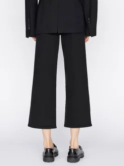 FRAME The Jetset Wide Crop in Sheen Noir<Women Wide Leg